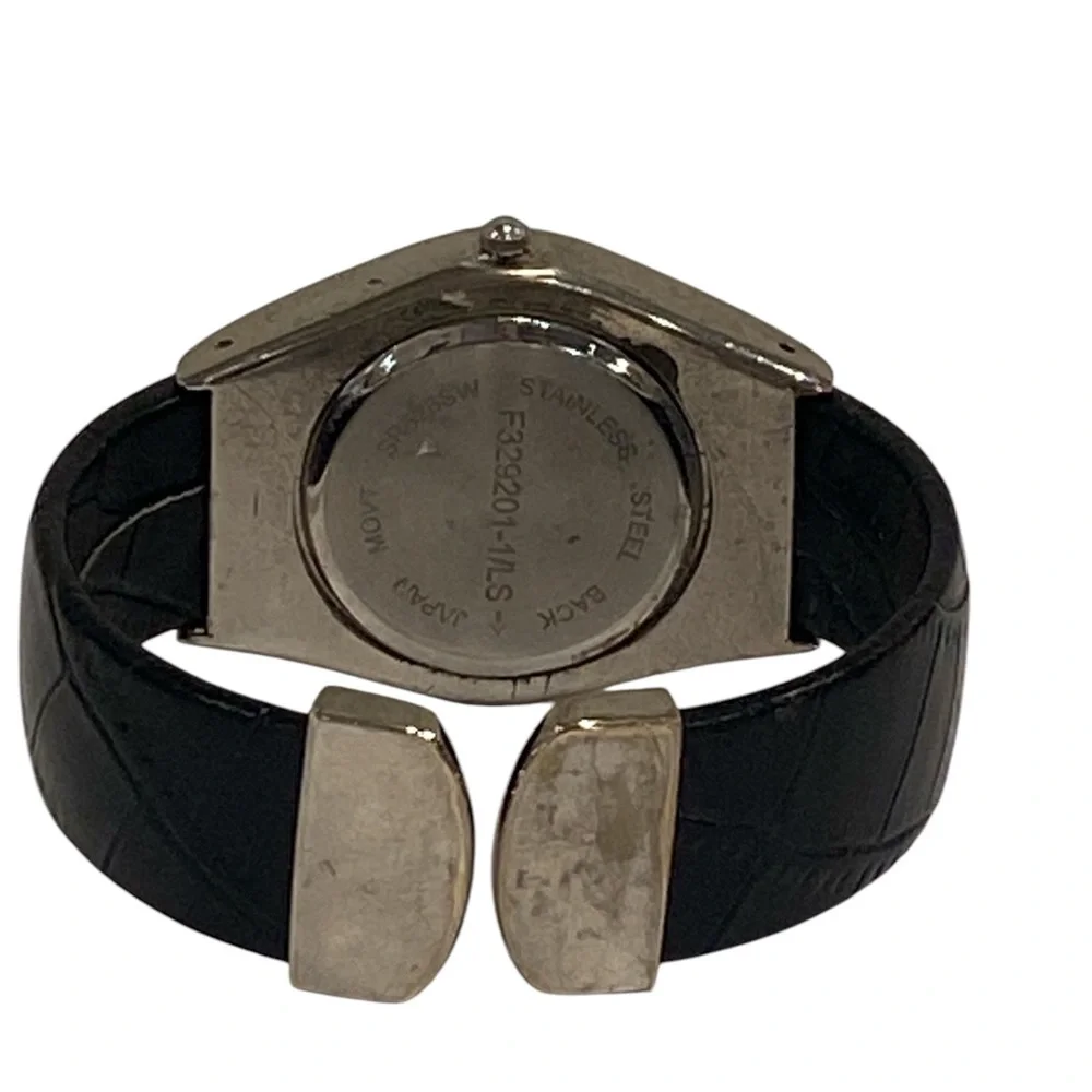Butterfly Tulips Rhinestone Leather Band Cuff Watch - NEEDS BATTERY